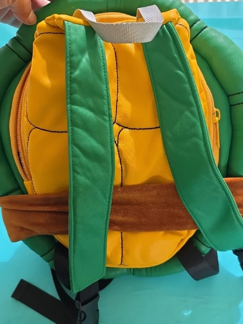 Turtle Shell Crossbody Bag with Orange Bandana Accent